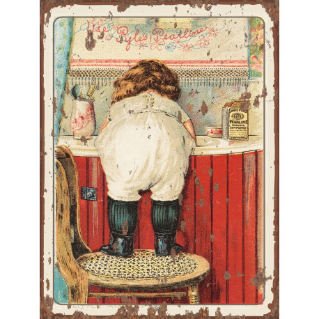 Victorian Vintage Bathroom Child Metal Sign Plaque