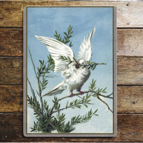 Vintage Christmas Dove - Metal Wall Tin Sign