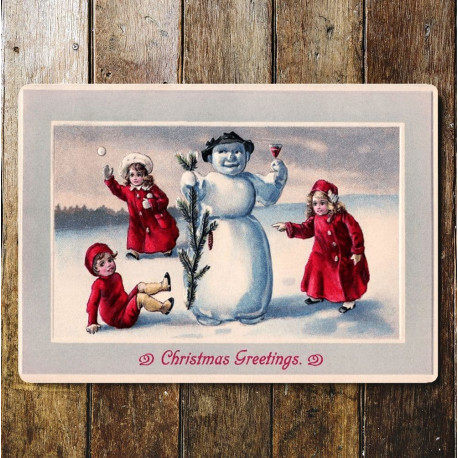 Vintage Christmas Snowman  - Metal  Wall Sign