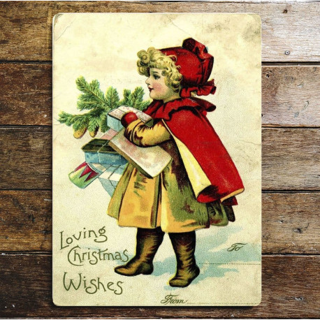 Vintage Christmas Wishes  - Metal Advertising Wall Sign