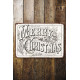 Vintage Merry Christmas Typography - Metal Christmas Wall Sign - Vintage Christmas Art