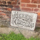 Vintage Merry Christmas Typography - Metal Christmas Wall Sign - Vintage Christmas Art