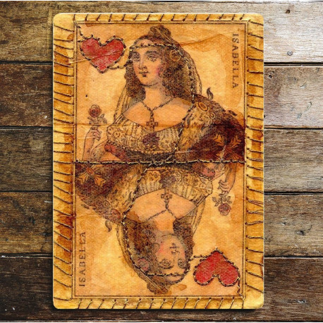 Vintage Playing Card Queen Of Hearts - Metal Fine Art Wall Sign