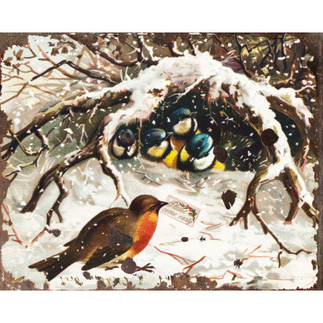 Vintage Robin Christmas - Metal Vintage Wall Sign