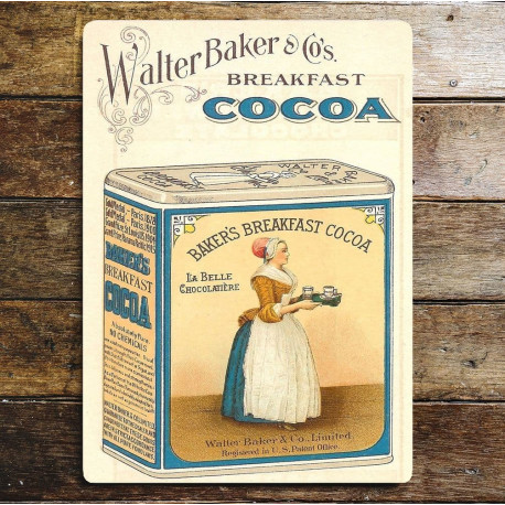 Walter Baker & Co Breakfast Cocoa - Metal Advertising Wall Sign