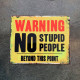 Warning No Stupid People Beyond This Point - Metal Advertising Wall Sign