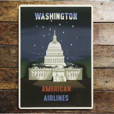 Washington American Air Lines - Metal Travel Wall Sign