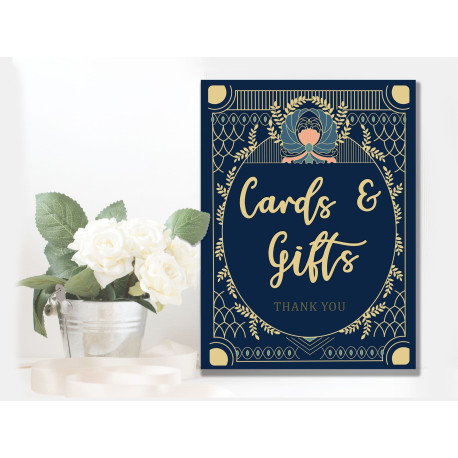 Wedding  Card & Gifts Art Deco -  Metal Wall Sign