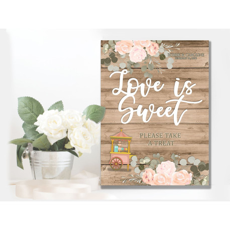 Wedding  Love Is Sweet, Sweetie Cart -  Metal Wall Sign (1)