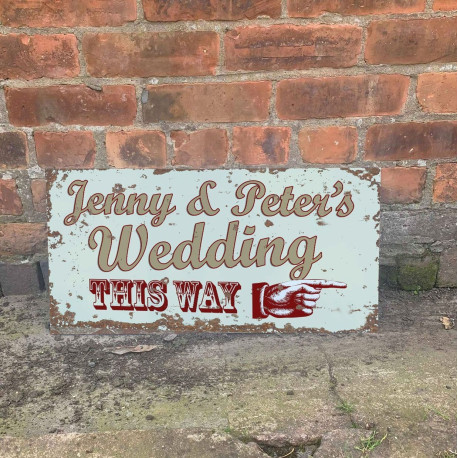 Wedding Directional Directions Personalised 24  Metal Wall Sign