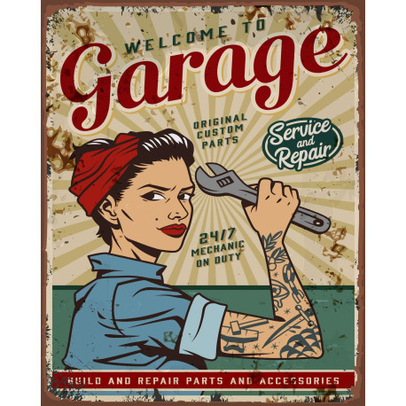 Welcome To Garage Metal Sign Plaque