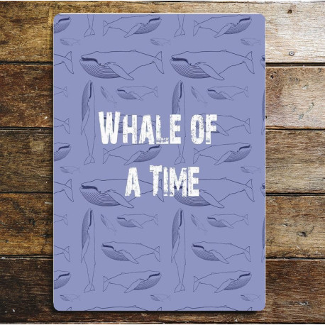 Whale Of A time Pattern Nautical Sea Life - Metal Movie Wall Sign