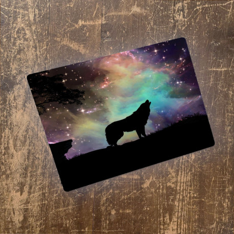 Wolf night starry sky - Metal Advertising Wall Sign