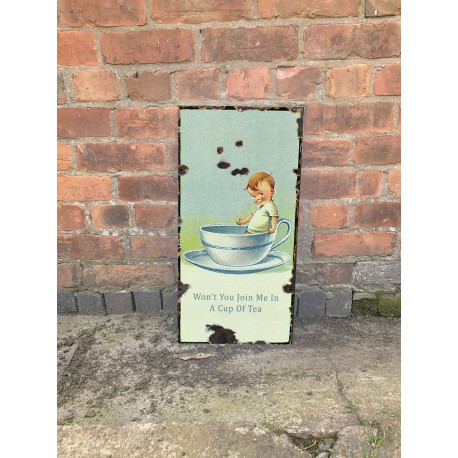 Won't You Join Me in a cup of Tea 24  Metal Wall Sign