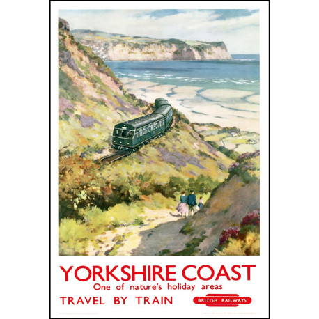 Yorkshire Coast Britsish Railways - Metal Travel Wall Sign - Rail Train Art