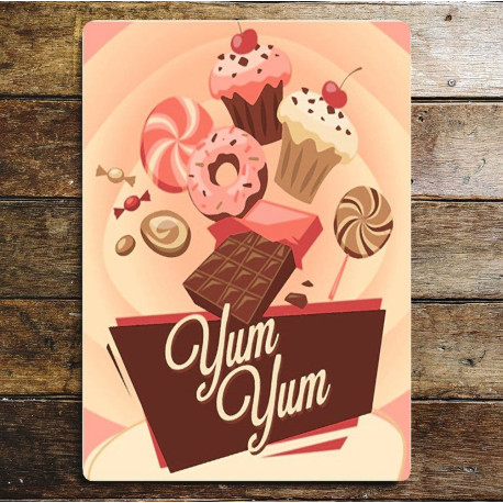 Yum Yum Cakes - Metal Humour Wall Sign