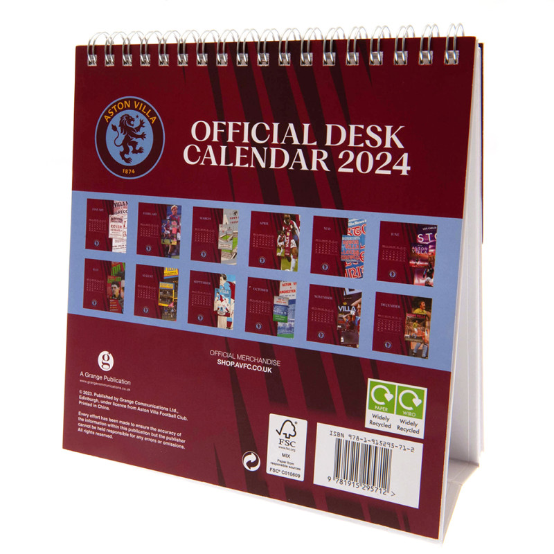 Uilas Aston Villa FC Desktop Calendar 2024 TM02999 Sports Product