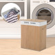 100L Collapsible Natural Wood  Laundry Hamper Organizer Clothes Washing Basket Bin Storage Box w/Lid Removable Lining 52x32x63cm