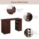 Computer Desk, Writing Table, PC Workstation with 3 Storage Shelves and Drawers, Black Handle, for Home Office, Walnut Brown