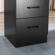 Computer Desk, Writing Table, PC Workstation with 3 Storage Shelves and Drawers, Black Handle, for Home Office, Black