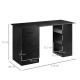 Computer Desk, Writing Table, PC Workstation with 3 Storage Shelves and Drawers, Black Handle, for Home Office, Black