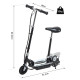 120W Foldable Powered Scooters with 24V Rechargeable Battery, Adjustable Ride on Toy (Black)