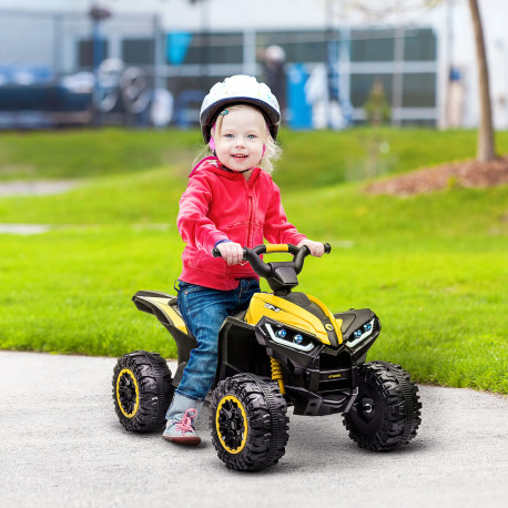 12V Ride-On Quad Bike w/ Music, Horn, for Ages 3+ Years - Yellow