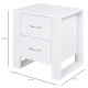 Bedside Table with 2 Drawers, Nightstand with Handles and Elevated Base, Side Table for Bedroom, Living Room, White