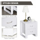 Bedside Table with 2 Drawers, Nightstand with Handles and Elevated Base, Side Table for Bedroom, Living Room, White