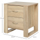 Bedside Table with 2 Drawers, Nightstand with Handles and Elevated Base, Side Table for Bedroom, Living Room, Brown