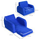 2 In 1 Kids Armchair Sofa Bed Fold Out Padded Wood Frame Bedroom Blue