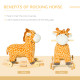 2 In 1 Kids Todder Rocking Horse Plush Ride On Giraffe Rocker with Wheels Wooden Base Animal Sounds for 3-6 Years