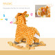 2 In 1 Kids Todder Rocking Horse Plush Ride On Giraffe Rocker with Wheels Wooden Base Animal Sounds for 3-6 Years