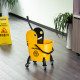 26L Mop Bucket &amp; Water Wringer w/ 4 Wheels Plastic Body Metal Handle Pole Holder Home Commercial Cleaning Floor Cart Yellow