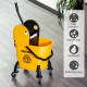 26L Mop Bucket &amp; Water Wringer w/ 4 Wheels Plastic Body Metal Handle Pole Holder Home Commercial Cleaning Floor Cart Yellow