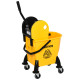 26L Mop Bucket &amp; Water Wringer w/ 4 Wheels Plastic Body Metal Handle Pole Holder Home Commercial Cleaning Floor Cart Yellow