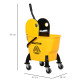 26L Mop Bucket &amp; Water Wringer w/ 4 Wheels Plastic Body Metal Handle Pole Holder Home Commercial Cleaning Floor Cart Yellow