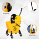 26L Mop Bucket &amp; Water Wringer w/ 4 Wheels Plastic Body Metal Handle Pole Holder Home Commercial Cleaning Floor Cart Yellow