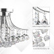 3 Lights Mordern Style Ceiling Chandelier Pendant Crystal Light w/ Transparent K9 Crystal Droplets D40 X 28H (CM)