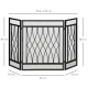 126cm 3-Panel Metal Folding Fireplace Screen Heat Flame Protective Guard Child Pet Home Spark Barrier Surround w/ Mesh Pattern