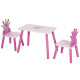 3 Pcs Kids and Table Chair Set Princess &amp; Crown Theme Home Furniture Pretty Gift 2-4 Years Pink