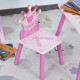 3 Pcs Kids and Table Chair Set Princess &amp; Crown Theme Home Furniture Pretty Gift 2-4 Years Pink