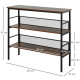 3-Tier Industrial Style Storage Display Shelf Metal Frame Adjustable Feet Back Panels Smooth Surface Home Office Stylish Black B