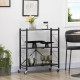 3-Tier Storage Trolley Cart, Foldable Rolling Cart for Kitchen, Living Room and Bathroom, 68 x 34.5 x 85.5 cm, Black