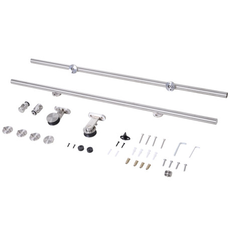 Wooden Sliding Door Kit Stainless Steel Smooth Operation Hardware Track Kit System Unit For Single Door 2000mm