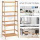 Bamboo Ladder Shelf, 4-Tier Bookshelf, Freestanding Bookcase for Living Room, Study, Bedroom, Home Office, 48 x 31.5 x 120cm, Na