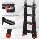 4M Aluminium Duo Ladder Telescopic Herringbone Changeable Multi-Purpose w/ Non-Slip Steps Climbing DIY Platform Portable Worksho