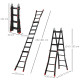 4M Aluminium Duo Ladder Telescopic Herringbone Changeable Multi-Purpose w/ Non-Slip Steps Climbing DIY Platform Portable Worksho