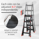 4M Aluminium Duo Ladder Telescopic Herringbone Changeable Multi-Purpose w/ Non-Slip Steps Climbing DIY Platform Portable Worksho