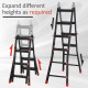 4M Aluminium Duo Ladder Telescopic Herringbone Changeable Multi-Purpose w/ Non-Slip Steps Climbing DIY Platform Portable Worksho